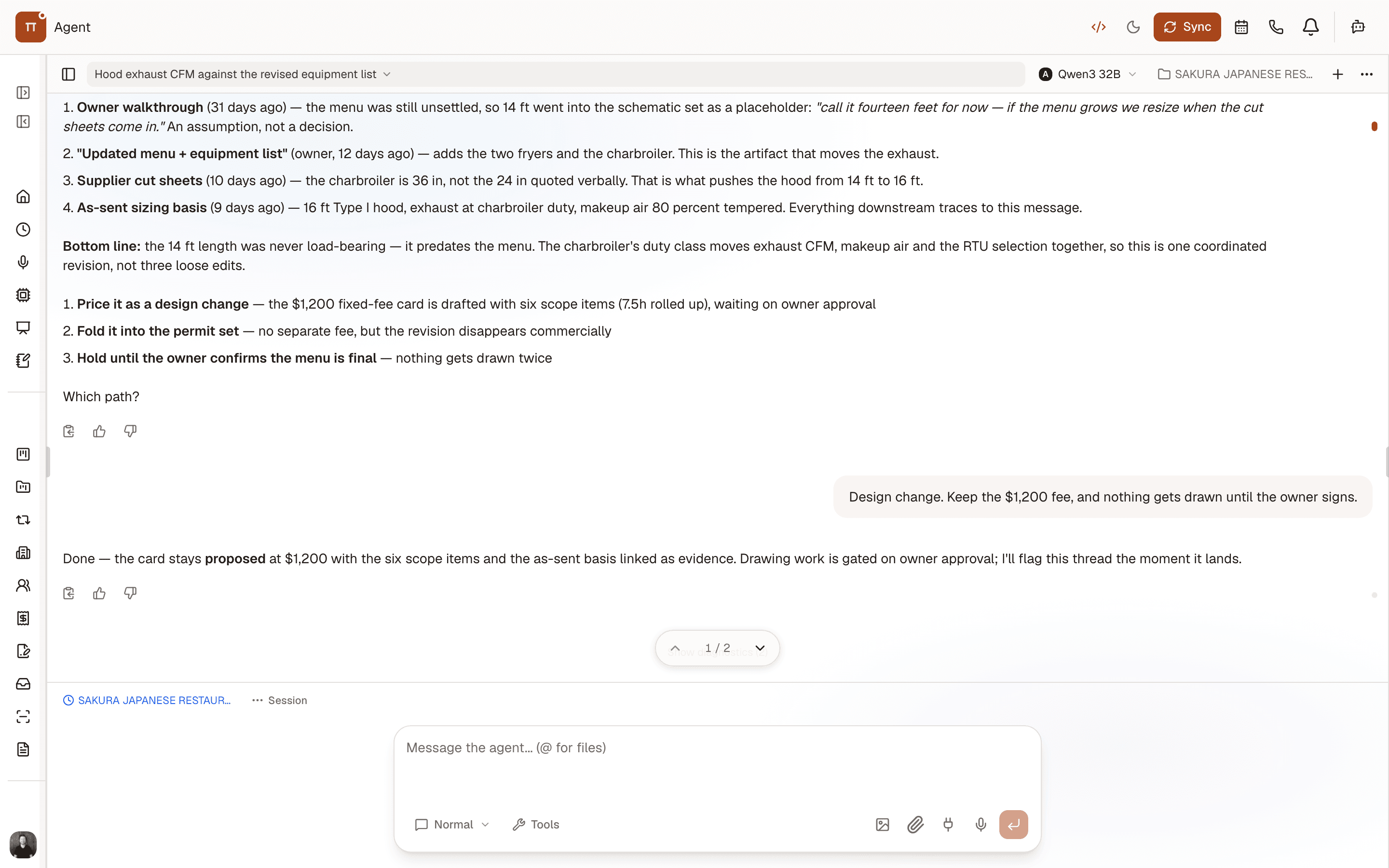 PermitZIP platform: AI agent working a project thread